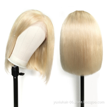 13 by 4 Transparent Lace Blonde bob wigs Human hair lace front virgin hair wigs can be dyed short bob wigs for black women